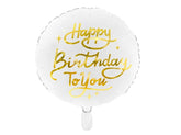 Globo de Aluminio Happy Birthday To You, 35cm, blanco